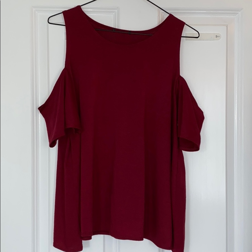Maroon Off-the-shoulder Shirt